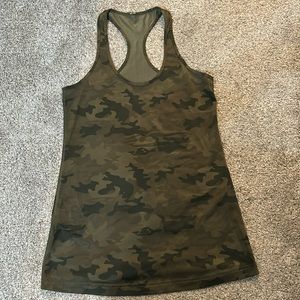 Green Camouflage print Lululemon racerback tank, size 10
